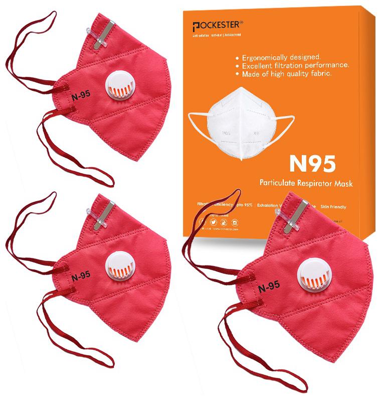 

Pockester Anti Pollution Activate Health N95 5 Layer Mask With Respirator - Pink ( Pack of 3 )