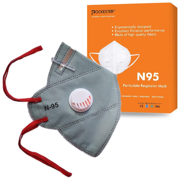 

Pockester Anti Pollution Activate Health N95 5 Layer Mask With Respirator - Grey ( Pack of 1 )