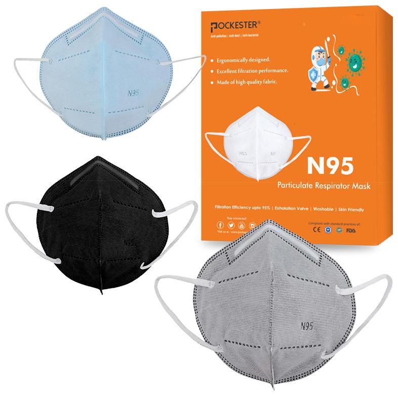 

Pockester Anti Pollution Activate N95 5 Layer Multicolor ( Pack of 3 )