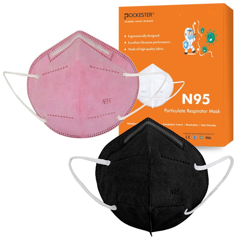 

Pockester Anti Pollution Activate N95 5 Layer Black Pink ( Pack of 2 )