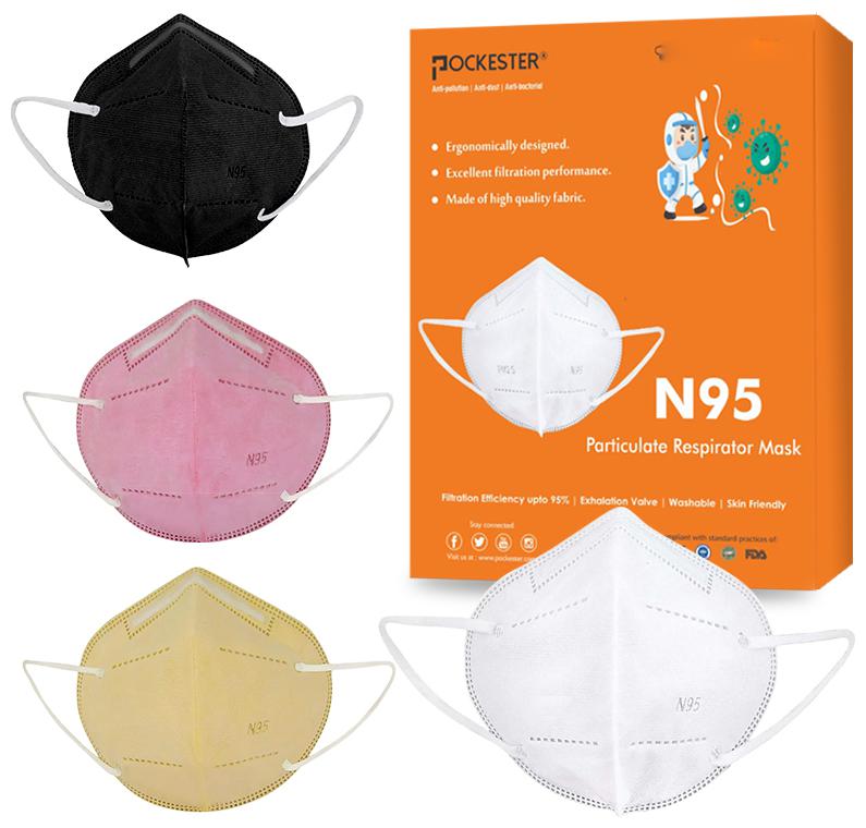 

Pockester Anti Pollution Activate N95 5 Layer Multicolor ( Pack of 4 )