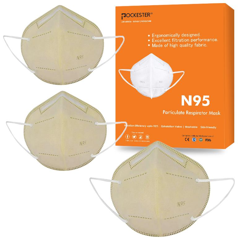 

Pockester Anti Pollution Activate N95 5 Layer Yellow ( Pack of 3 )