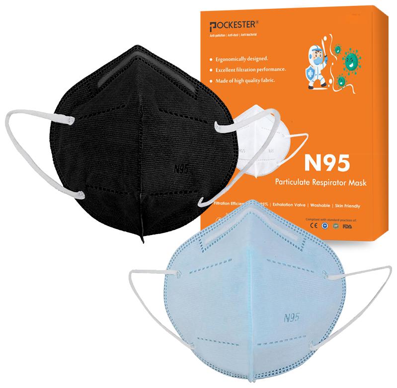

Pockester Anti Pollution Activate N95 5 Layer Black Blue ( Pack of 2 )
