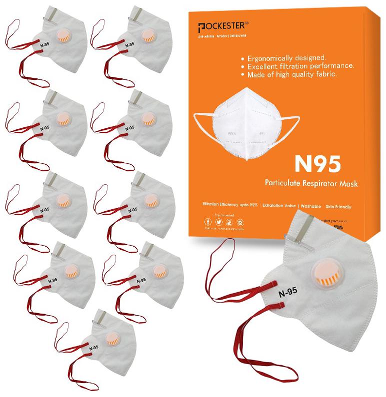 

Pockester Anti Pollution Activate Health N95 5 Layer Mask With Respirator - White ( Pack of 10 )