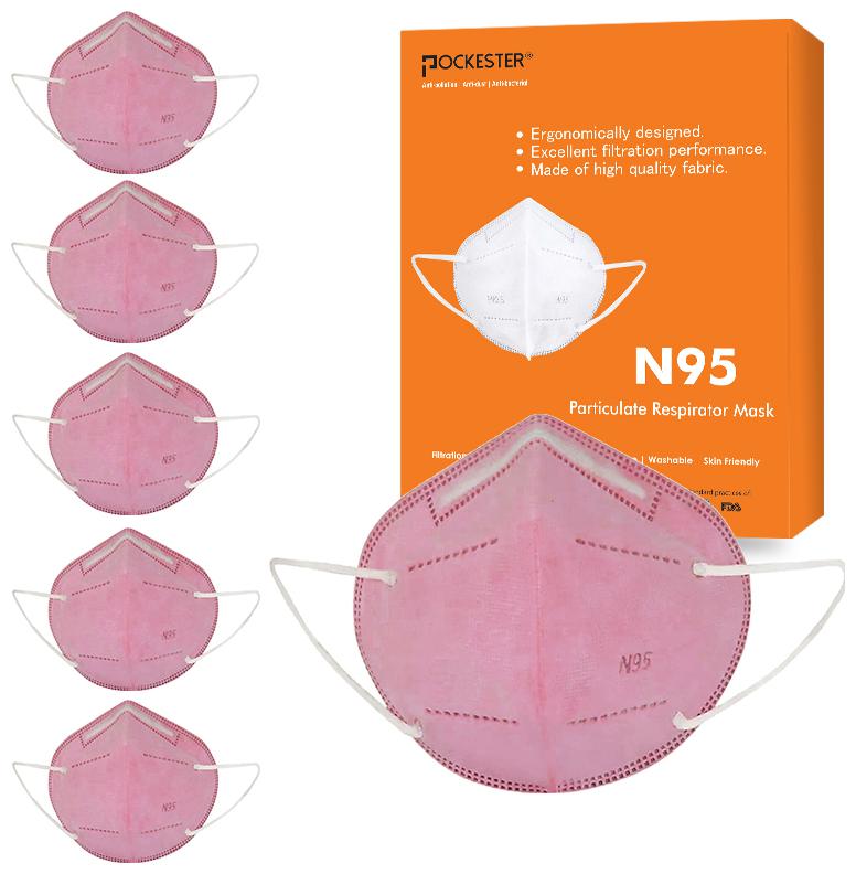 

Pockester Anti Pollution Activate N95 5 Layer Pink ( Pack of 6 )