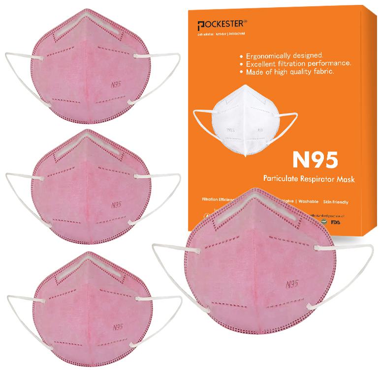

Pockester Anti Pollution Activate N95 5 Layer Pink ( Pack of 4 )