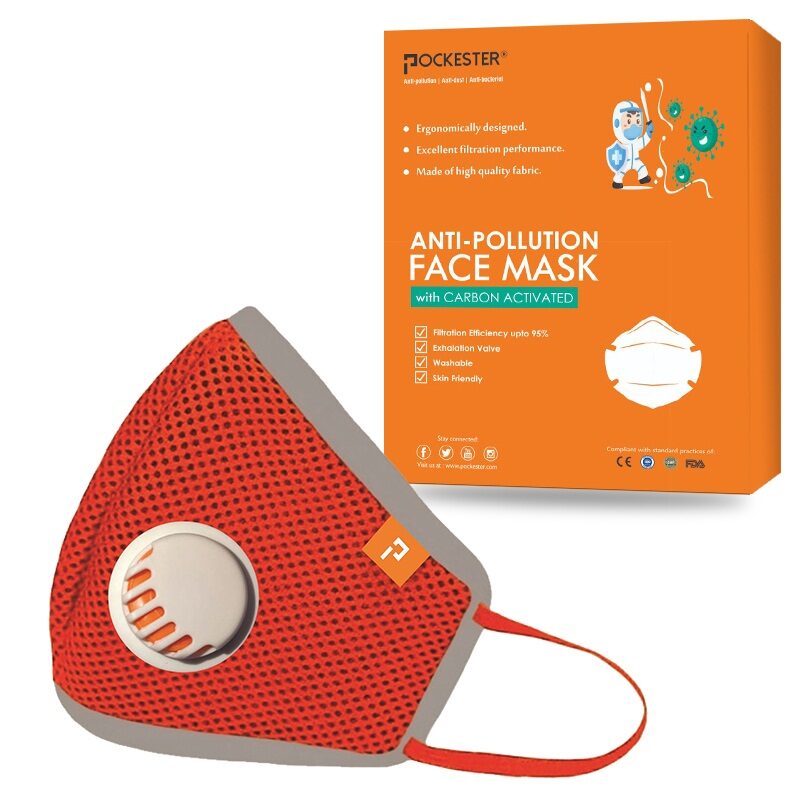 

Pockester Cotton Face Mask With Earloop Red M Size (Pack of 1)
