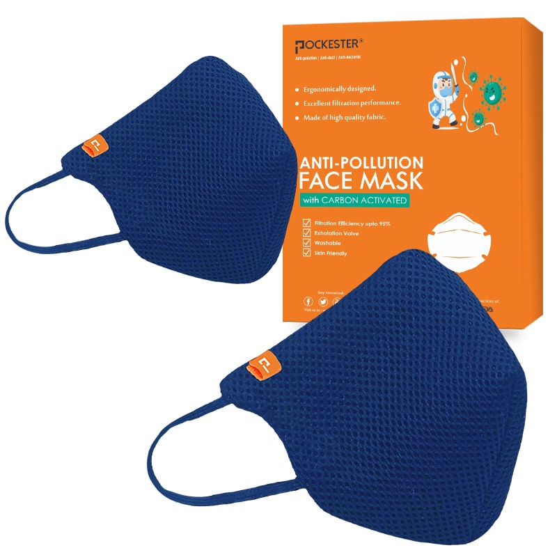 

Pockester Face Mask With Earloop 5 Layer Mask -Blue (Pack of 2 )