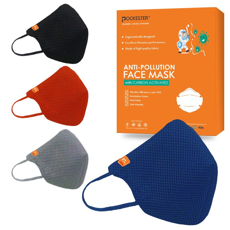 

Pockester Face Mask With Earloop 5 Layer Mask Multicolor (Pack of 4 )
