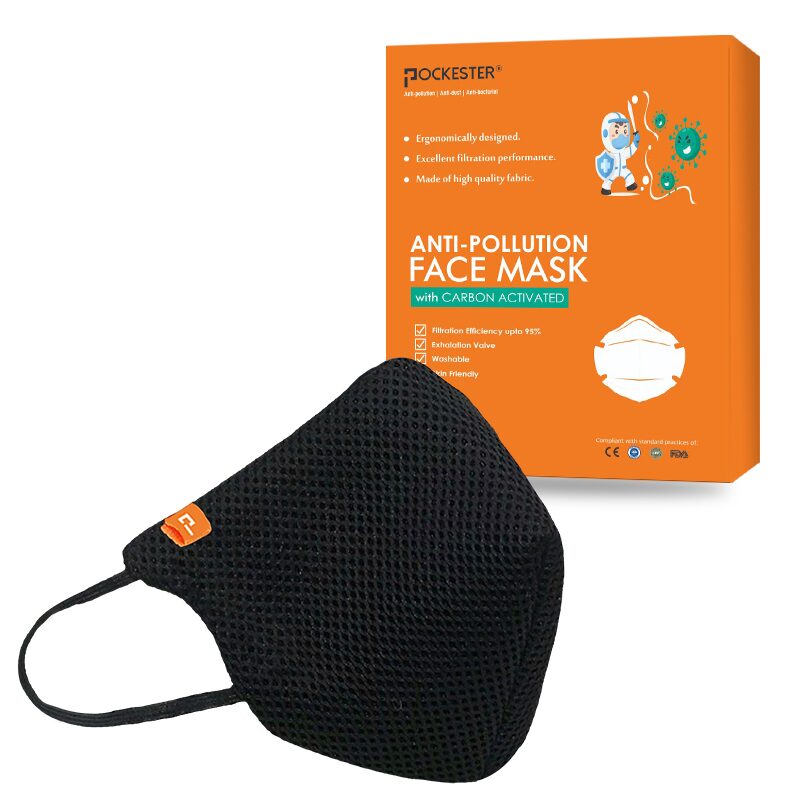 

Pockester Face Mask With Earloop 5 Layer Mask -Black (Pack of 1 )