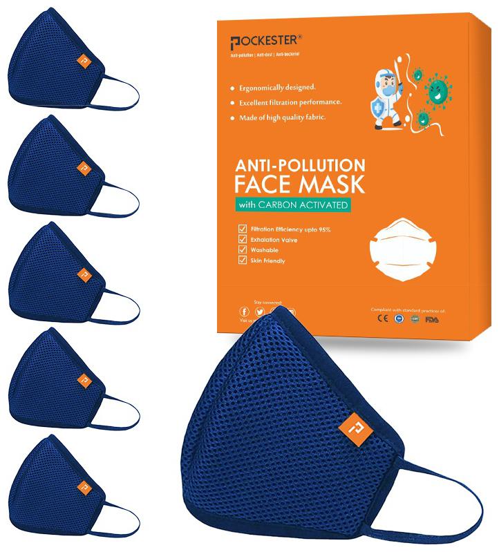 

Pockester Health Face Mask With Earloop - Blue Size -M ( Pack of 6 )