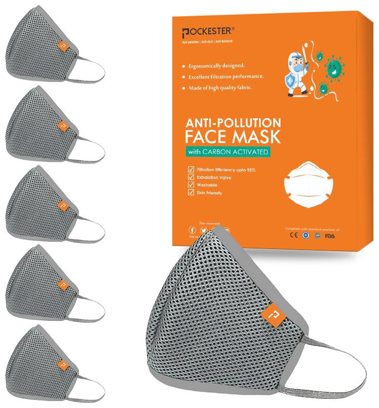 

Pockester Health Face Mask With Earloop - Grey Size -M ( Pack of 6 )