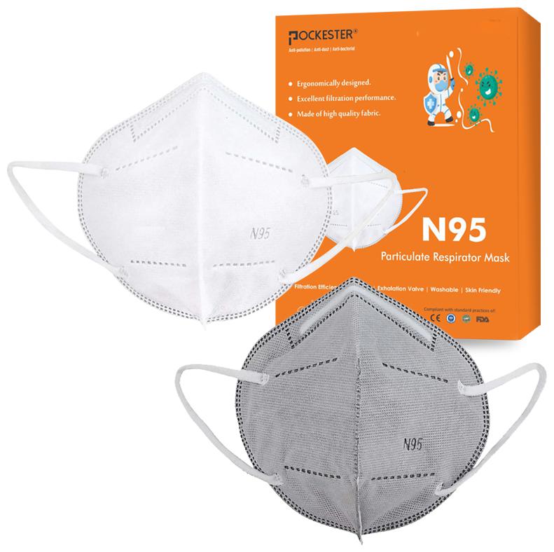 

Pockester Health N95 Mask Anti Pollution Activate 5 Layer -Grey Pink ( Pack of 2 )