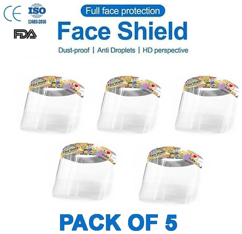 

Pockester I Love India Face Shield Mask Full Face Protection (Pack Of 5)