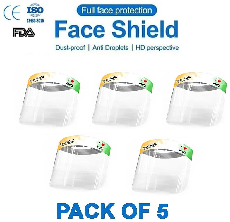 

Pockester I Love India Face Shield Mask Full Face Protection (Pack Of 5)