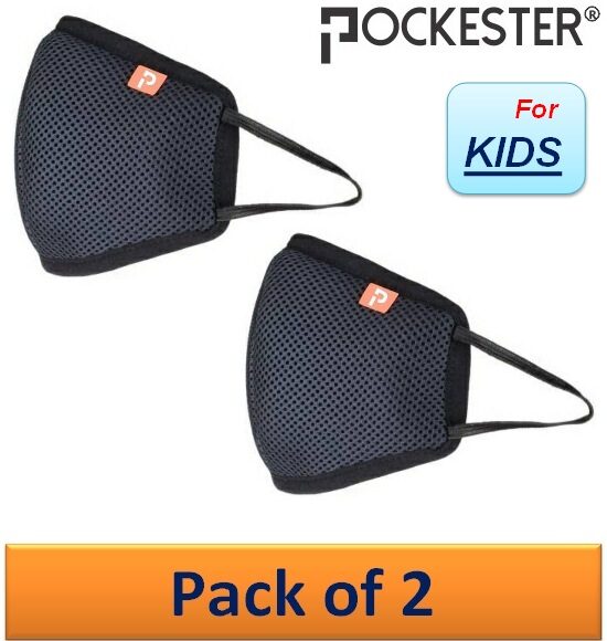 

Pockester Kids Reusable Mask Black ( Pack of 2 )