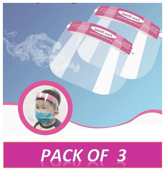 

Pockester KIDS Face Shield Mask Full Face Protection-Plain Pink (Pack of 3)