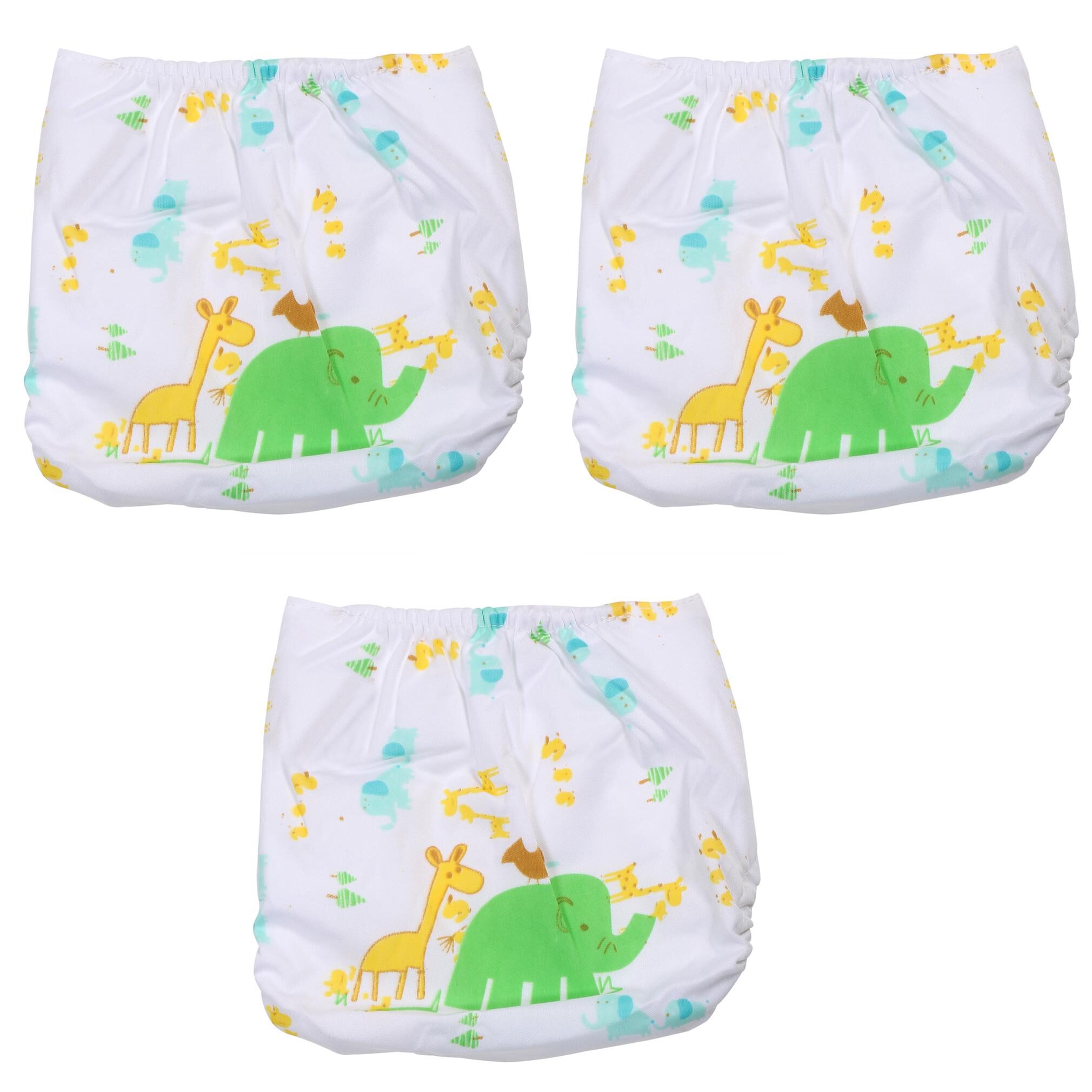 

Pokory Baby Diaper Pants free Size Reusable Washable In Attractive Grey white colour and Elephant Designs (Pack Of 3)