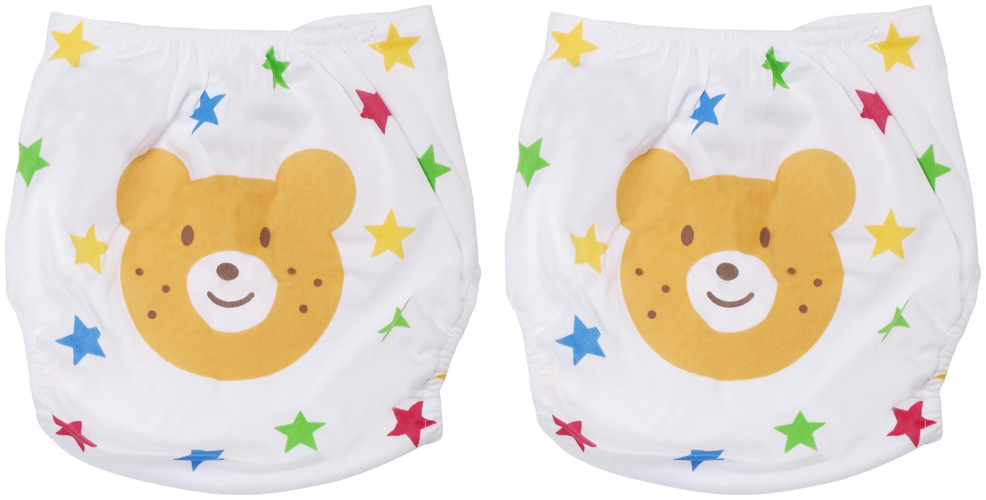 

Pokory Baby Diaper Pants One free Size Reusable Washable In Attractive Multi colour and Teddy Bear Designs Pack of 2