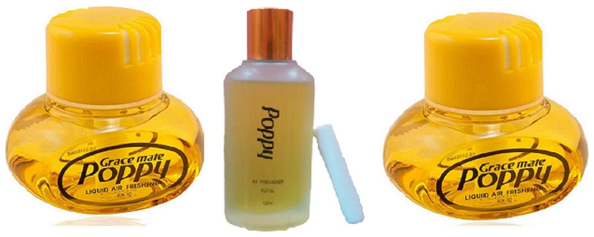 

Poppy Citrus Car Perfume (150ml) and Refill (120ml) Liquid Air Freshener (Pack 3)