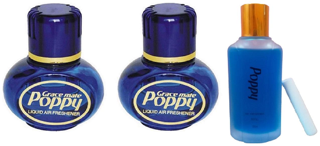 

Poppy Ckone(Natural ) Car Perfume (150ml) and Refill (120ml) Liquid Air Freshener (Pack 3)