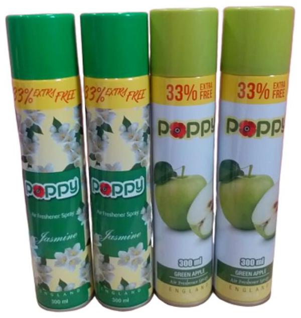 

Poppy New Premium JASMINE And GREEN APPLE Air Freshener 300 ml (Pack of 4)