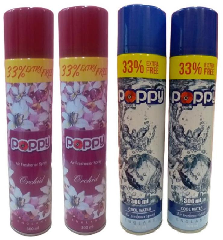 

Poppy New Premium ORCHID And COOL WATER Air Freshener 300 ml (Pack of 4)