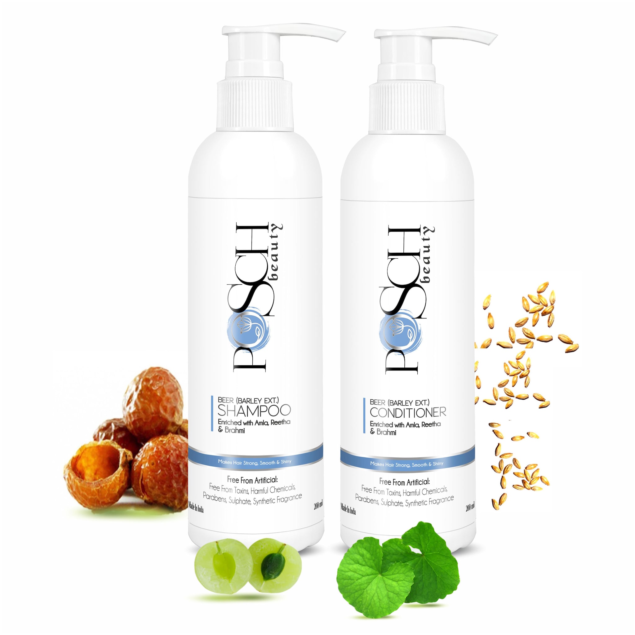 

Posch Beer (Barley Ext ) Shampoo and Conditioner With Amla Reetha Brahmi (200ml) (Pack Of 2)