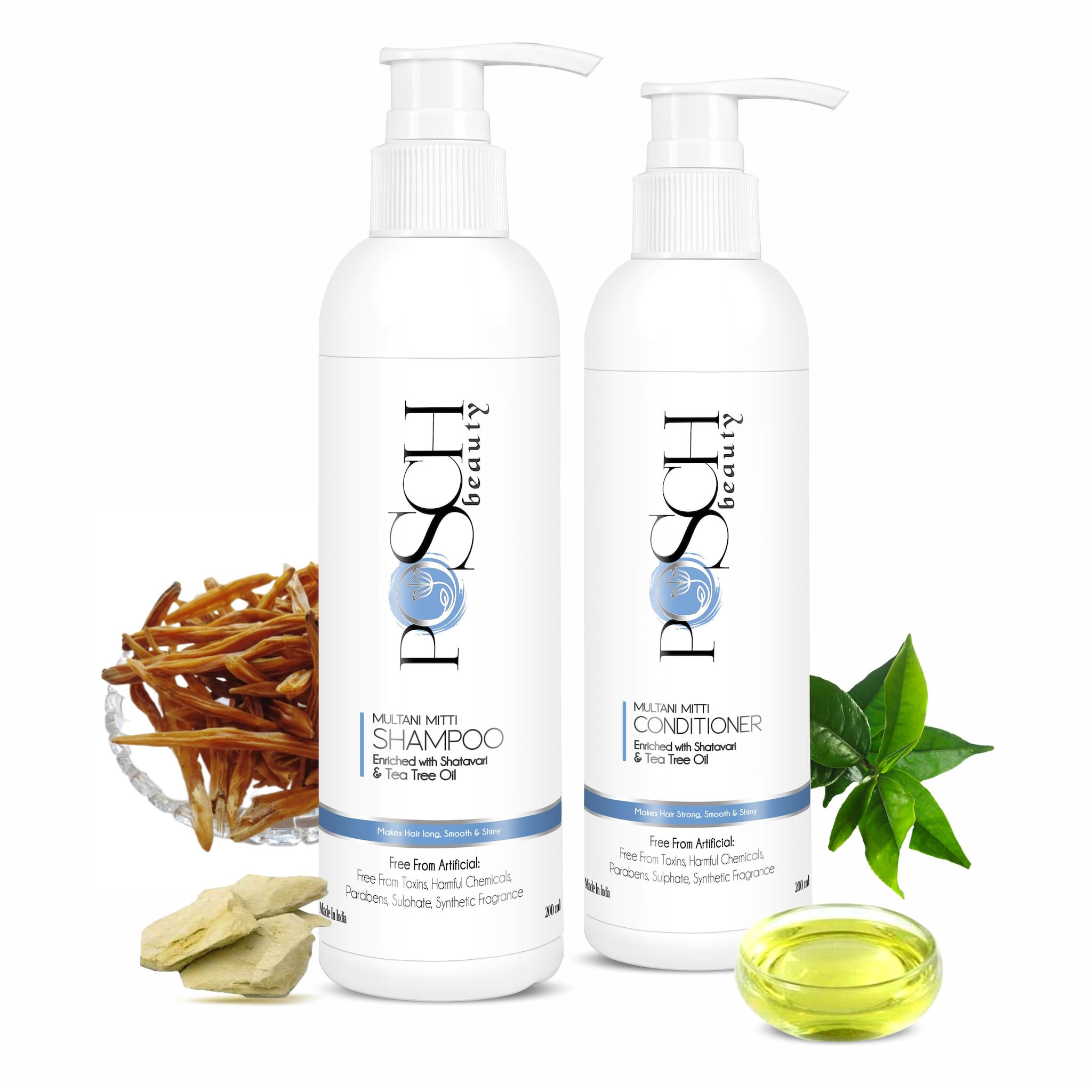 

Posch Multani Mithi Shampoo and Conditioner With Shatavari Tea Tree Oil (200ml) (Pack Of 2)