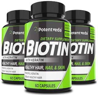 Buy Potentveda Biotin 10000mcg For Hair Growth Skin Nails Biotin Supplement Multivitamin With 53 Nutrients 180 Biotin 60 Capsules Pack Of 3 Online At Low Prices In India Paytmmall Com