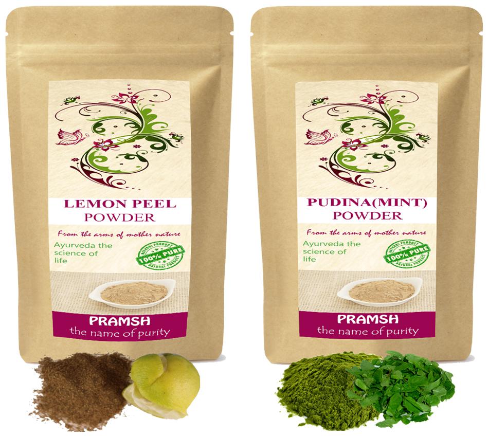 

Pramsh Traders Premium Quality Pudina Mint 400g Lemon 300g Powder Combo (Pack of 2)
