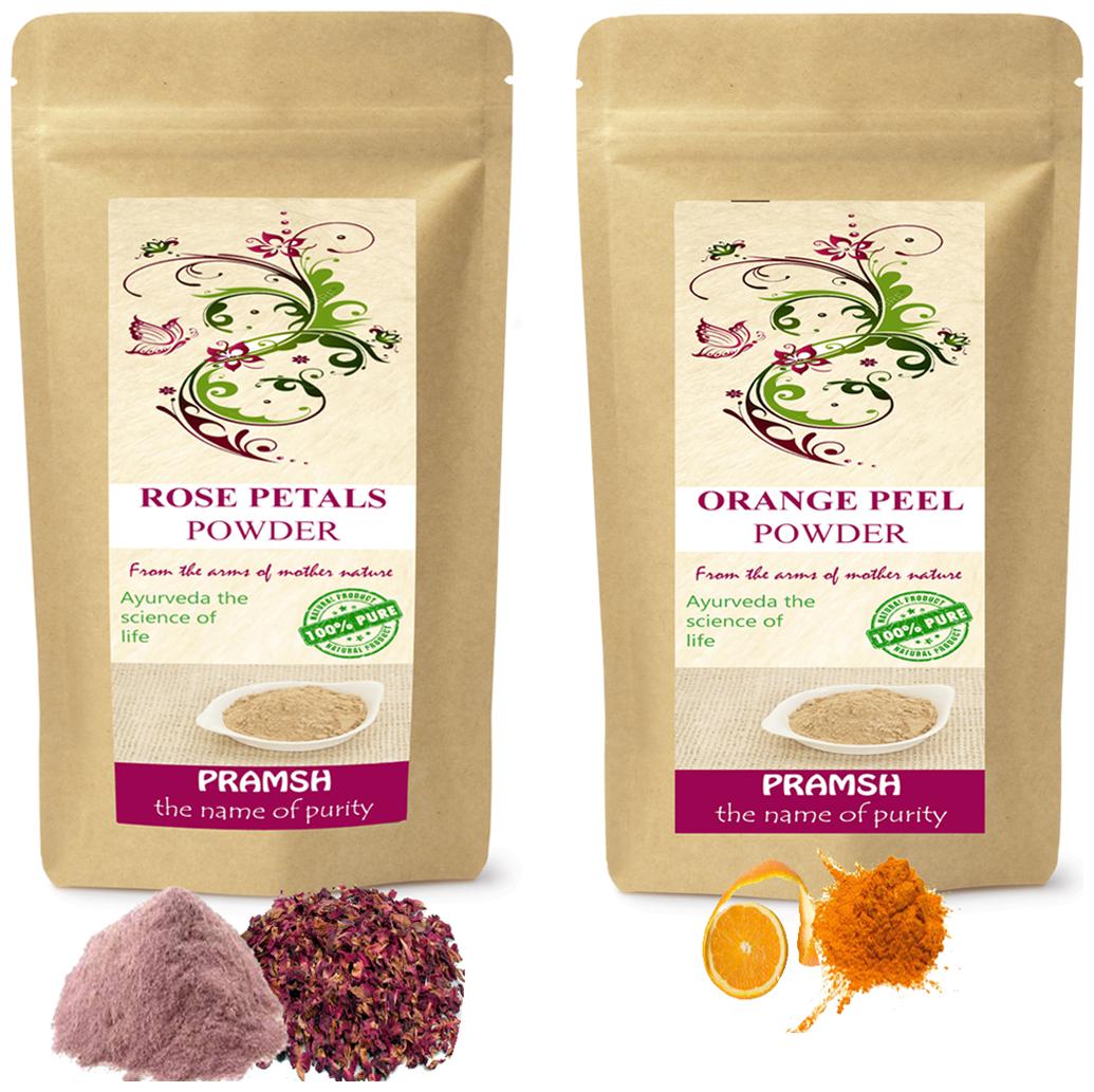 

Pramsh Traders Premium Quality Rose Petals 300g Orange 300g Powder (Pack of 2)
