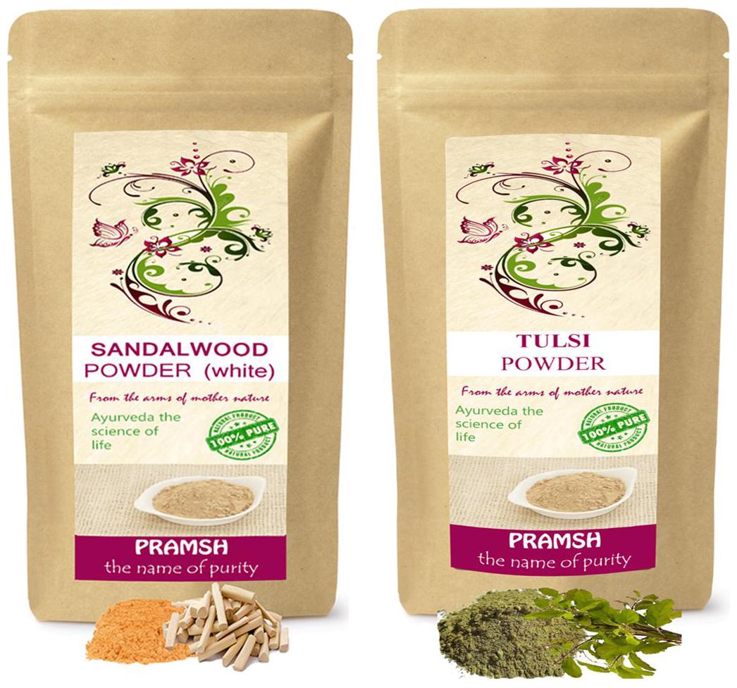 

Pramsh Traders Premium Quality White Sandalwood 400g Tulsi 400g Powder Combo