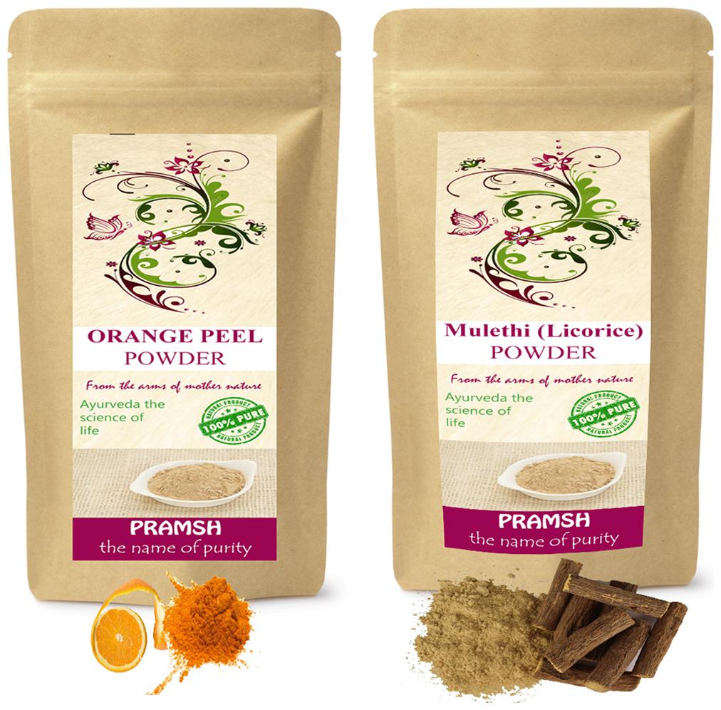 

Pramsh Traders Premium Quality Orange Peel 400g Mulethi (Licorice) 100g Powder Combo (Pack of 2)