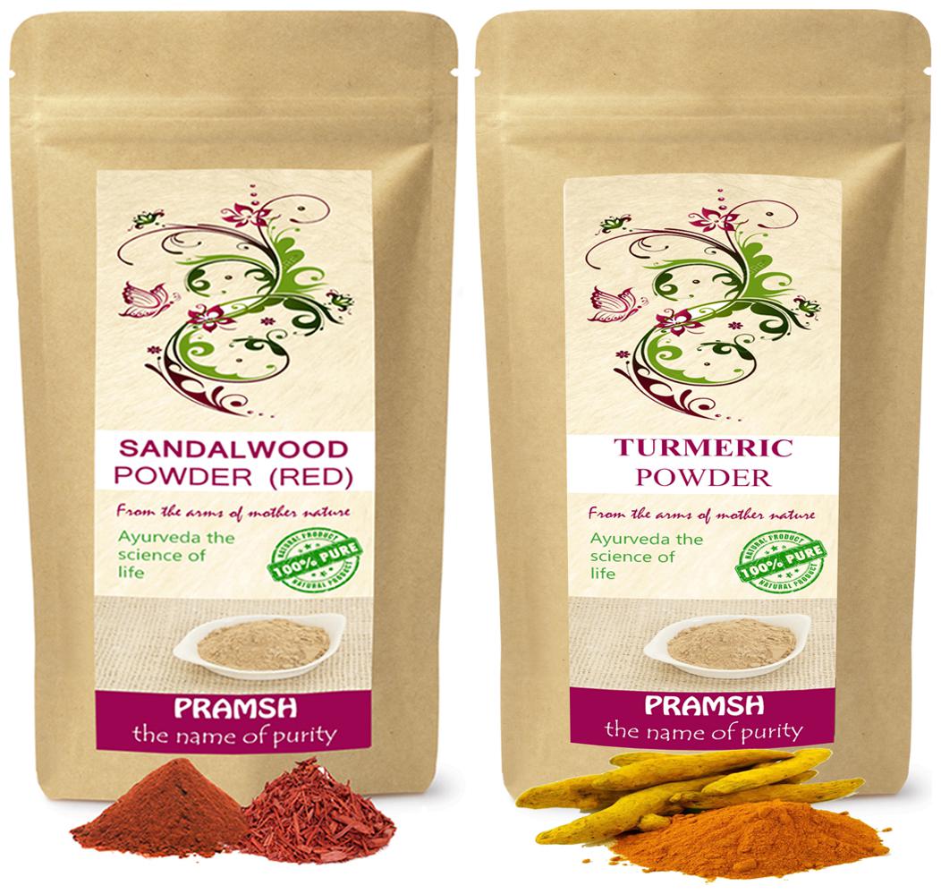 

Pramsh Traders Premium Quality Kasturi Turmeric 300g Red Sandalwood 200g Powder Combo (Pack of 2)