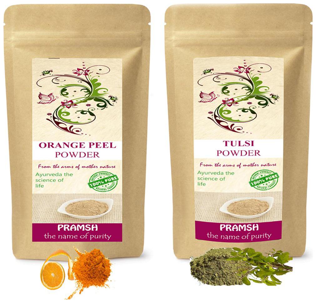 

Pramsh Traders Premium Quality Tulsi Leaves 100g Orange 200g Powder Combo