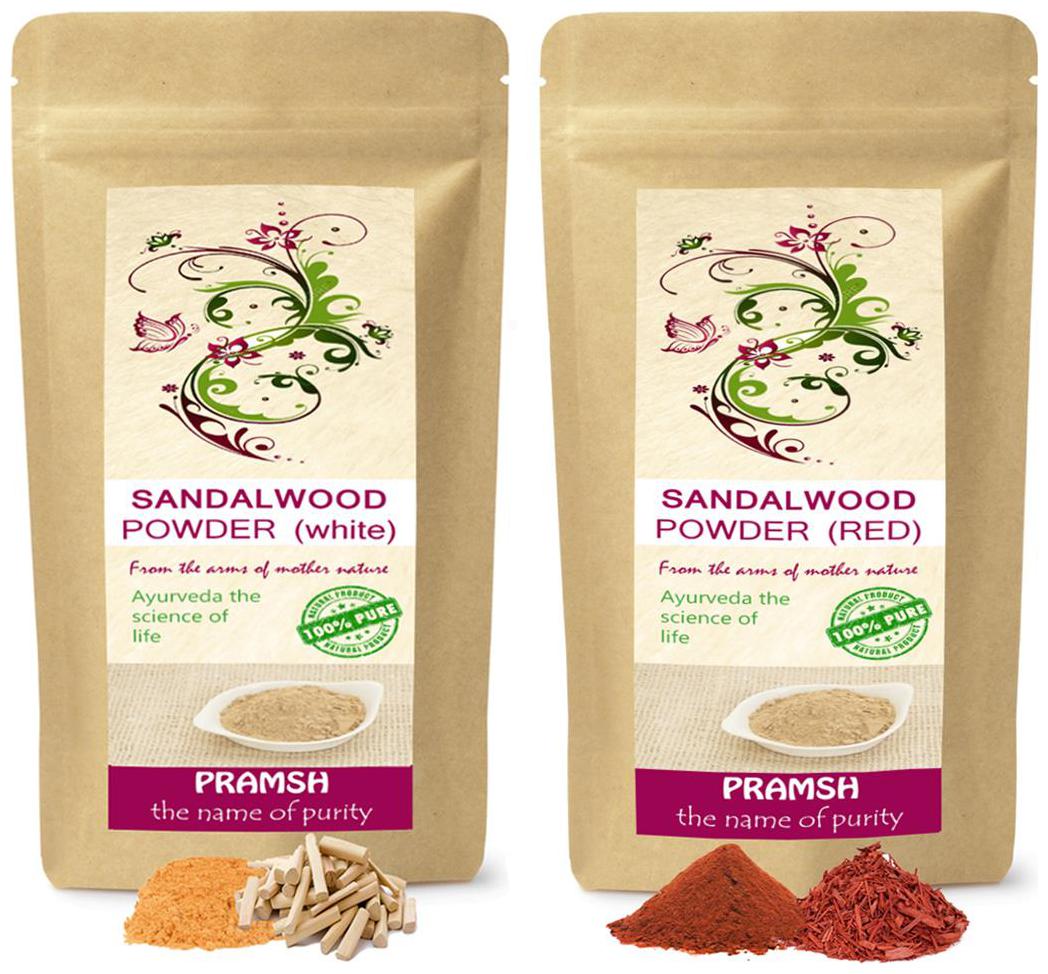 

Pramsh Traders Premium Quality White Sandalwood 300g Red Sandalwood 100g Powder Combo