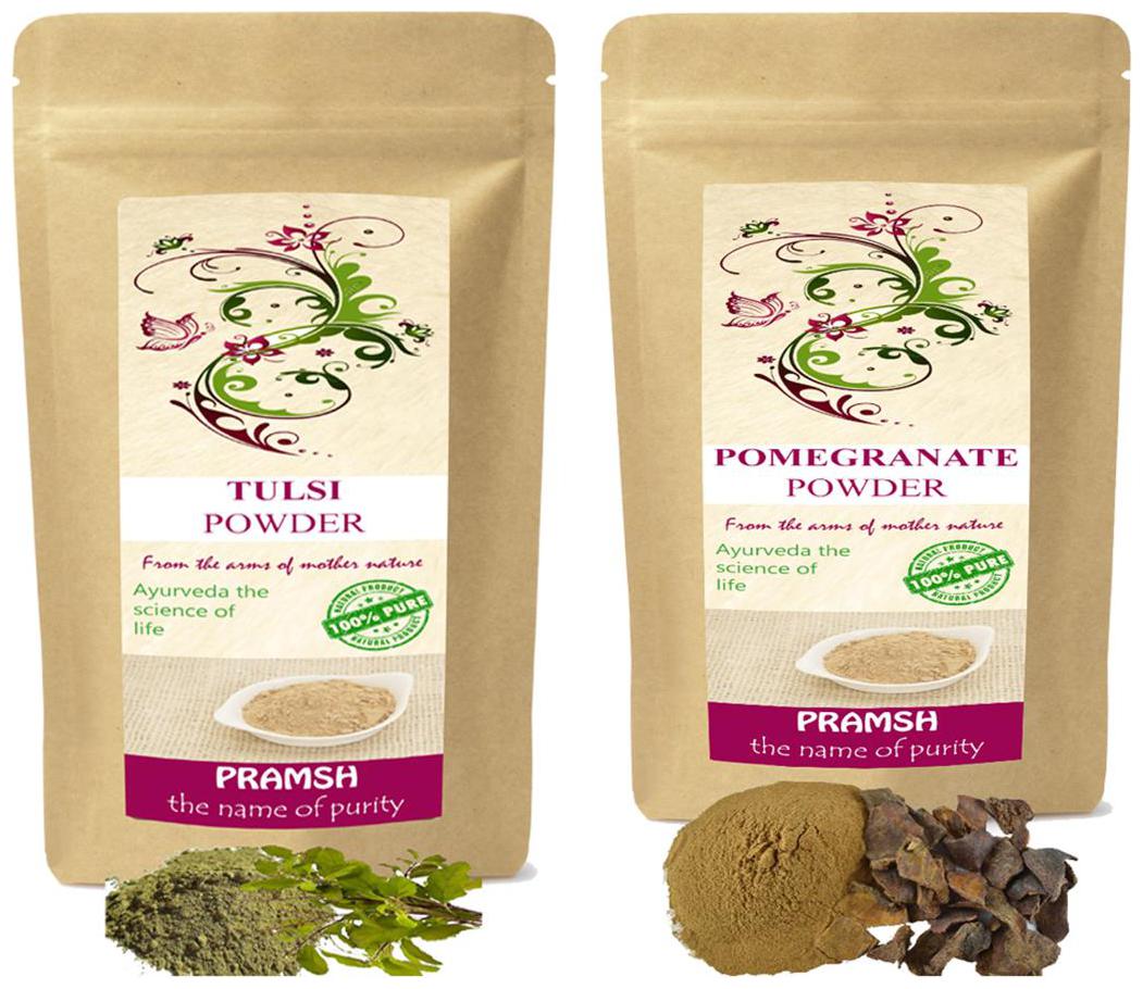 

Pramsh Traders Premium Quality Tulsi Leaves 300g Pomegranate 200g Powder Combo