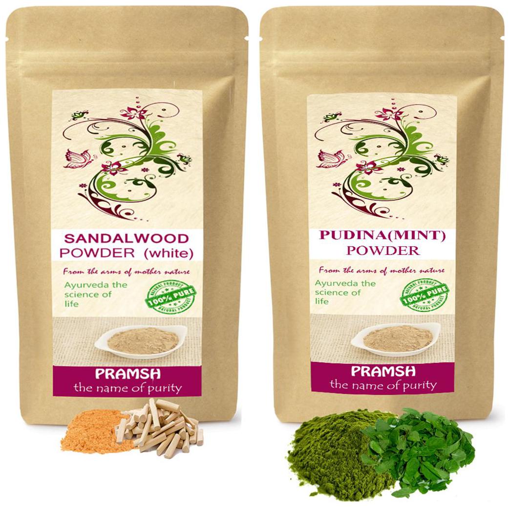 

Pramsh Traders Premium Quality White Sandalwood 300g Pudina 100g Powder Combo