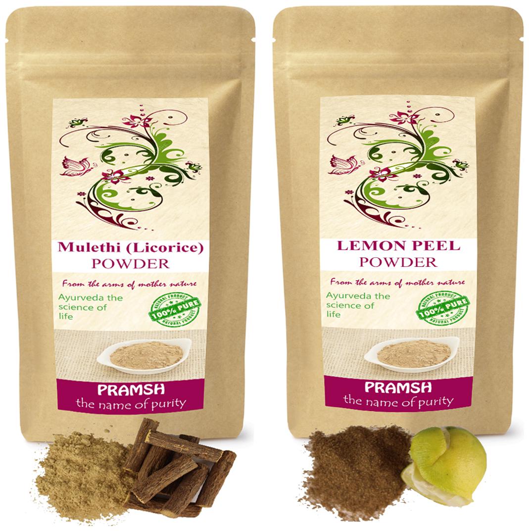 

Pramsh Traders Premium Quality Mulethi (Licorice) 100g Lemon 200g Powder Combo (Pack of 2)