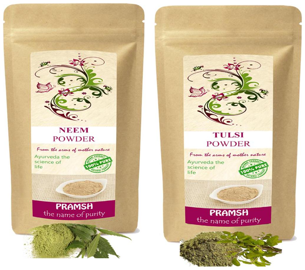 

Pramsh Traders Premium Quality Tulsi Leaves 100g Neem 200g Powder Combo