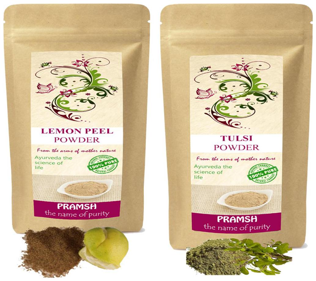 

Pramsh Traders Premium Quality Tulsi Leaves 100g Lemon 200g Powder Combo