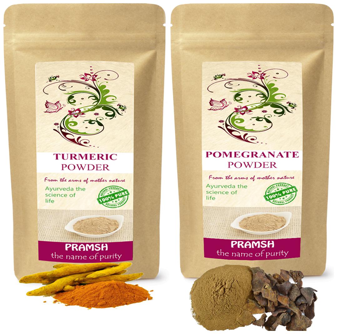 

Pramsh Traders Premium Quality Kasturi Turmeric 100g Pomegranate 300g Powder Combo (Pack of 2)