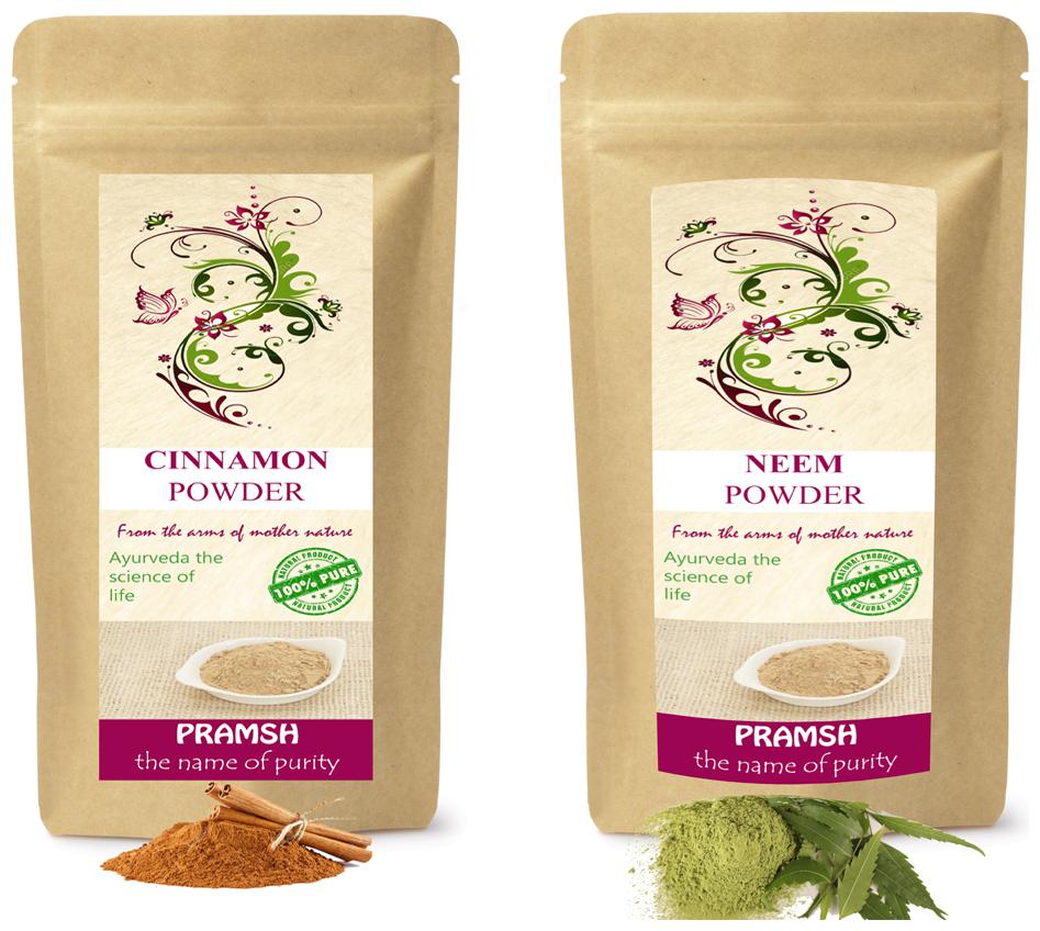 

Pramsh Traders Premium Quality Neem Leaves 300g Cinnamon 100g Powder Pack of 2