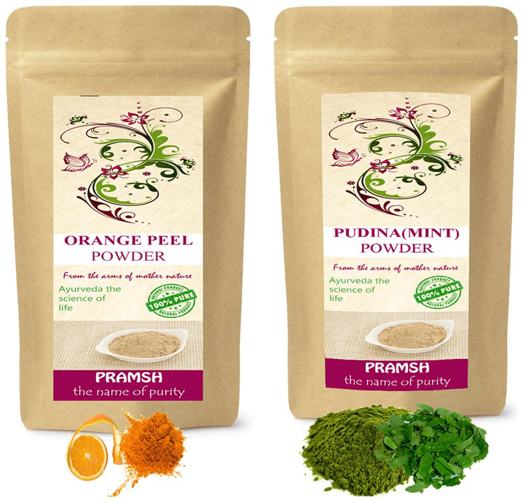 

Pramsh Traders Premium Quality Pudina Mint 100g Orange 100g Powder Combo (Pack of 2)