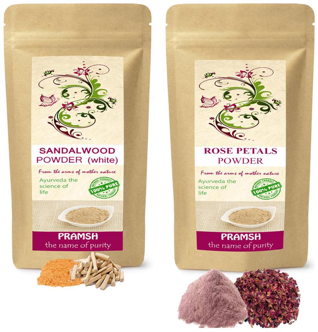 

Pramsh Traders Premium Quality White Sandalwood 300g Rose 100g Powder Combo