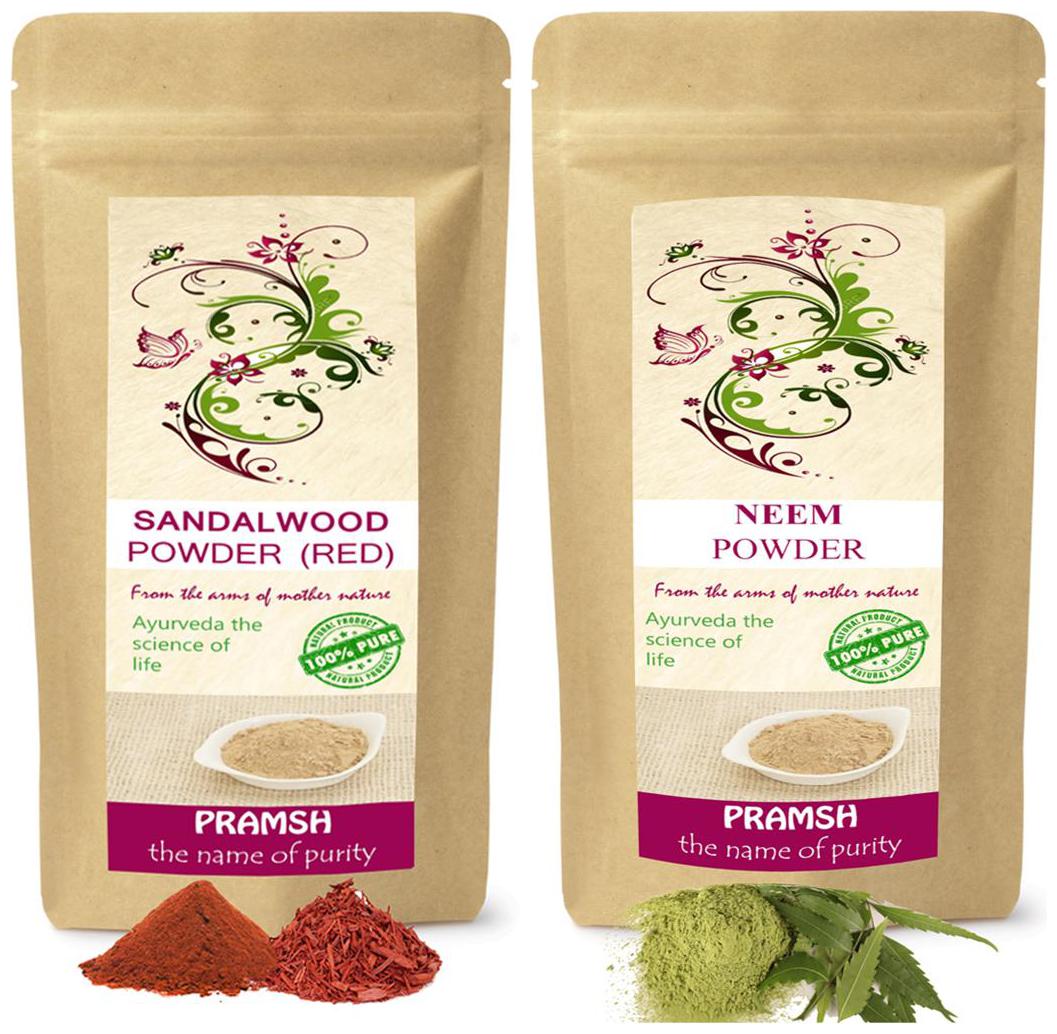 

Pramsh Traders Premium Quality Red Sandalwood 400g Neem 300g Powder Pack of 2