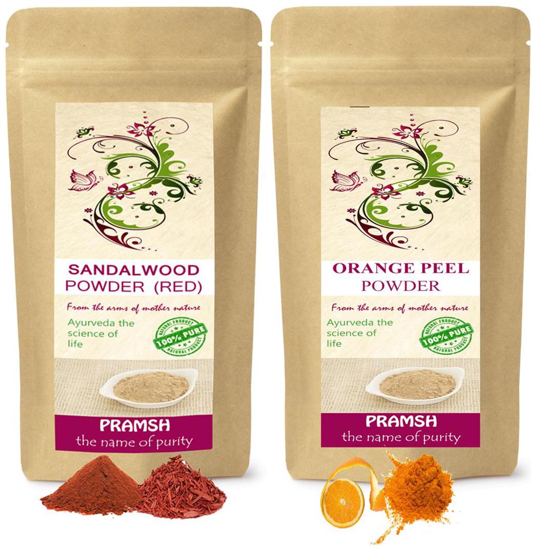 

Pramsh Traders Premium Quality Red Sandalwood 100g Orange 100g Powder Pack of 2