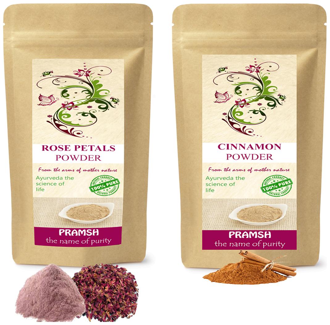 

Pramsh Traders Premium Quality Rose Petals 100g Cinnamon 400g Powder (Pack of 2)