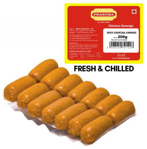 

Prasuma Spicy Cocktail Chorizo Chicken Sausage - Fresh Chilled 200 g